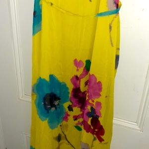 Yellow Floral Hawaiian print midi dress